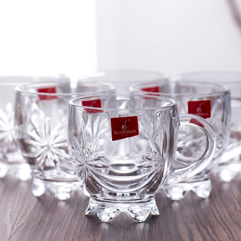 Blinkmax Customizable Lead-Free Clear Crystal Small Glass Tea Coffee Cup  146ml Tea Cups & Saucers