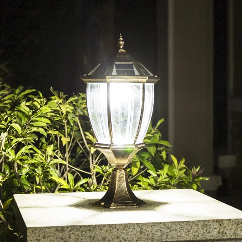 Classical Pillar Light LED Waterproof IP65 Fixtures for Home Garden Courtyard Solar Lamp Post Outdoor