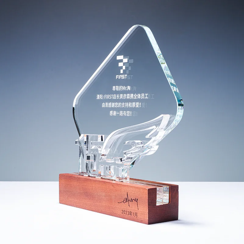 High quality wholesale customized creative design acrylic trophies awards plaques supplier