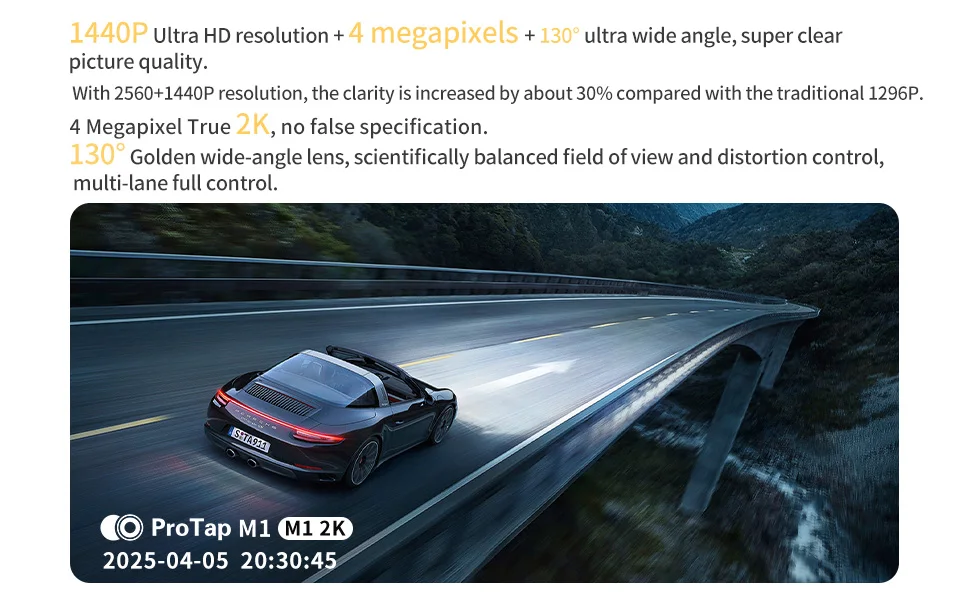 Protap M1 Dash Cam 1440P Car Camera description image 4