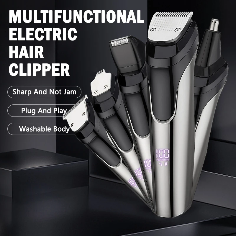 Multifuncional Professional 5 in 1 Grooming Kit LED Waterproof Shave Nose Body Trimmer Hair Clippers