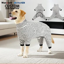 New Arrival Winter Warm Four-legged Plush Pet Dog Clothes High Collar Striped Design Dog Coat