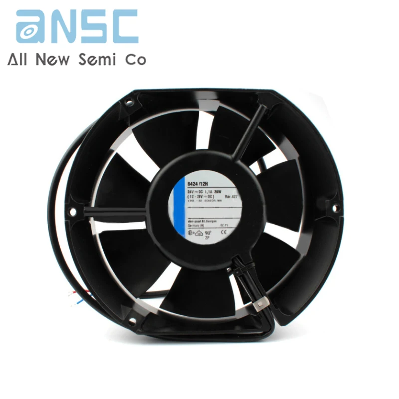 Original Axial flow fan 6424/12H 17251 24V 1.1A 283CFM 26W 4000RPM 17cm aluminum frame axial fan