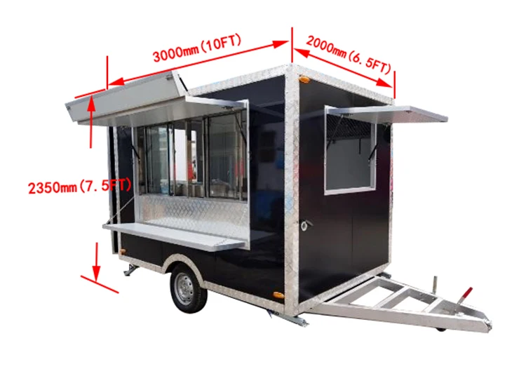 TUNE best sale square street food BBQ ice-cream hot plate food trailer truck for sale USA manufacture