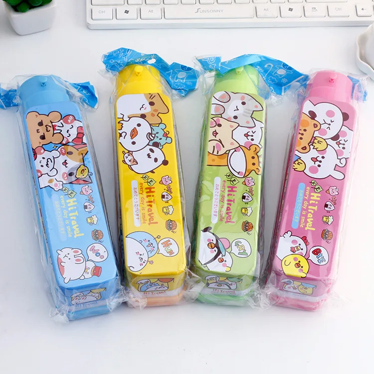 New Creative Multi-functional 3D Cartoon Kid Cute Cars Pencil Box Train Shape Double Layers Stationery Box