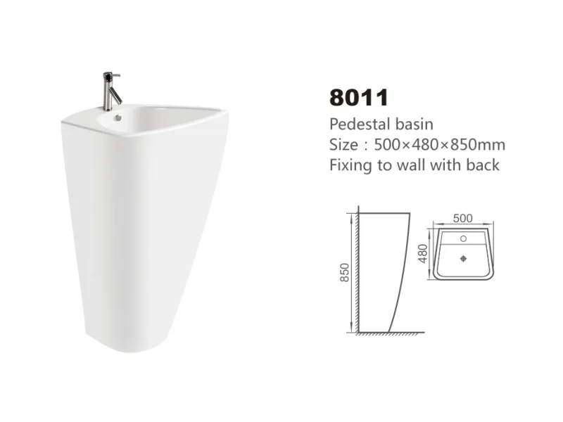 Modern Square Pedestal Wash Basin Sanitary Ware Hotel Floor Standing Wash Basin Sink