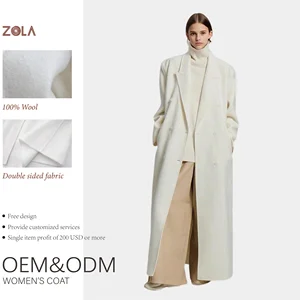 Wholesale Casual Double-Breasted Long Wool Coat with Regular Sleeve Winter Outerwear Keep Warm