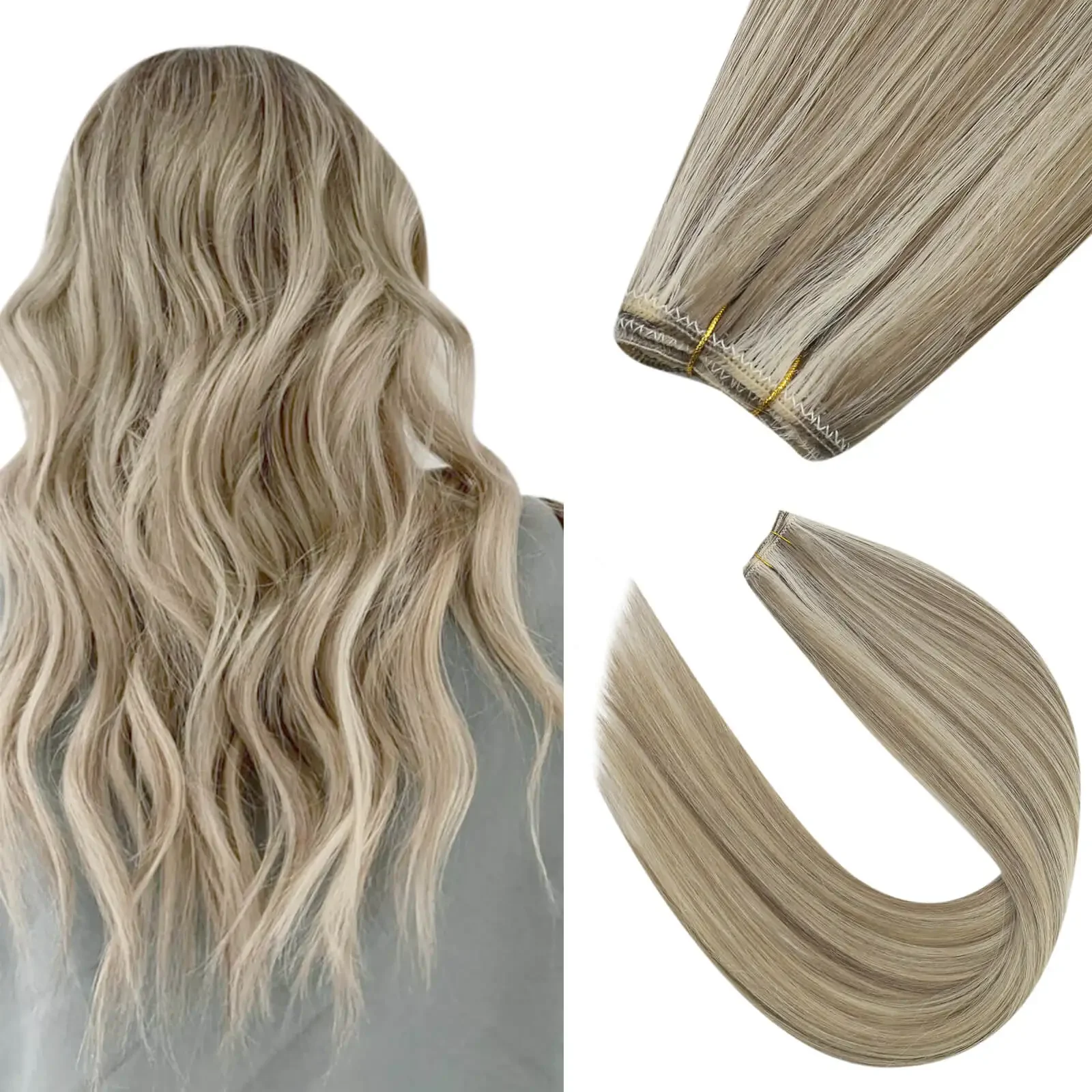 LaaVoo Unsichtbare Haarverlängerung zum Einnähen in Bündeln für Frauen_voghion.com