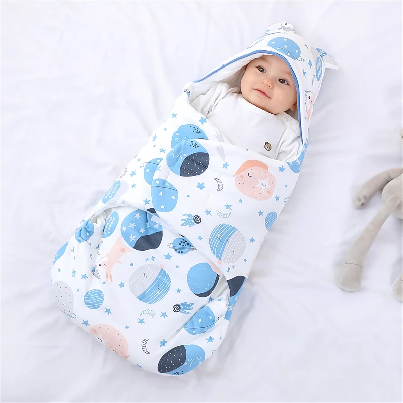 Winter Newborn Baby Wrap Blankets Cotton Outdoor Cartoon Baby Sleeping