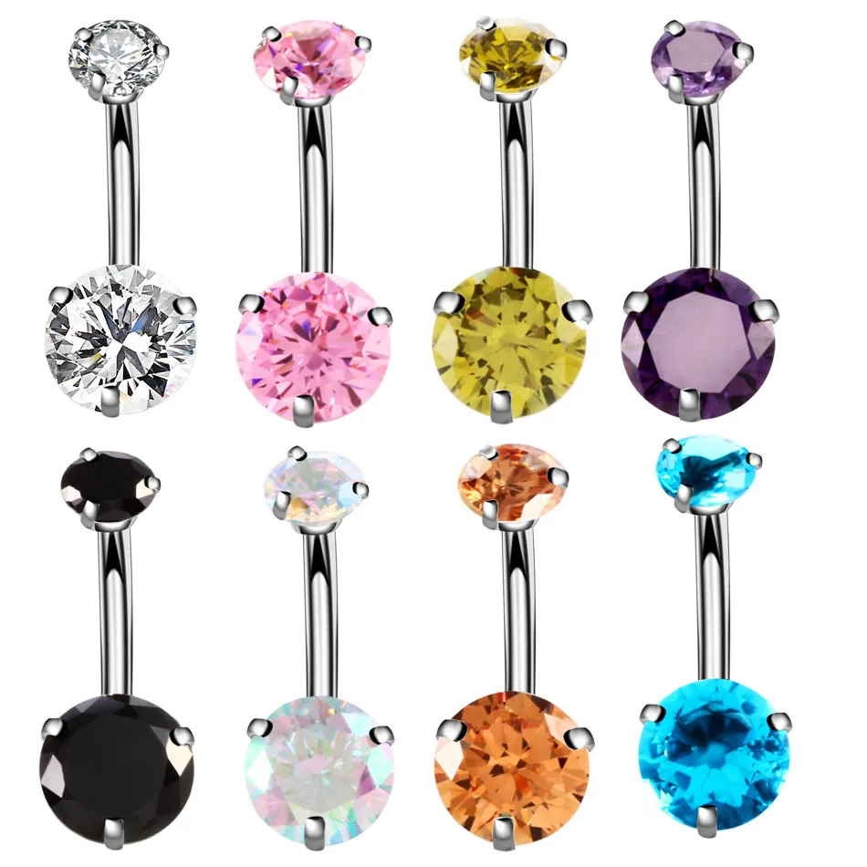 Round Multicolor Crystal Belly Ring Earring Navel Piercing Belly Button  Rings ^