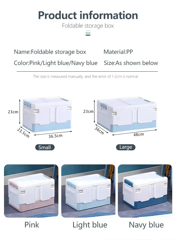 Compact Rectangle Office Organizer Stackable Foldable Storage Bin with Lid for Book Toy Clothing Sundries for Office Home Use details
