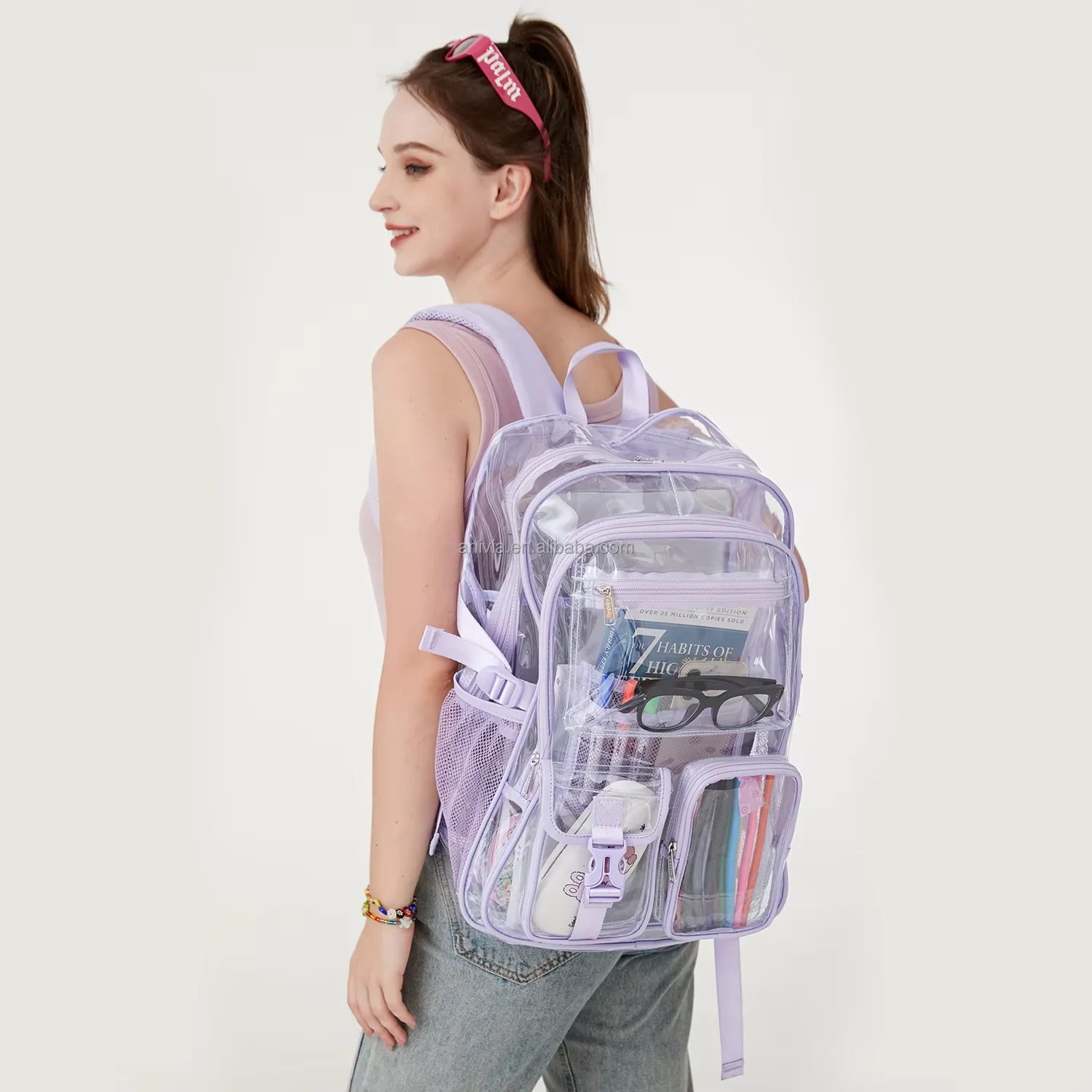 Hotselling Clear Heavy Duty PVC Transparent Cheap Fashion Student Schoolbag Children Backpack Bagpack Kids School Bags
