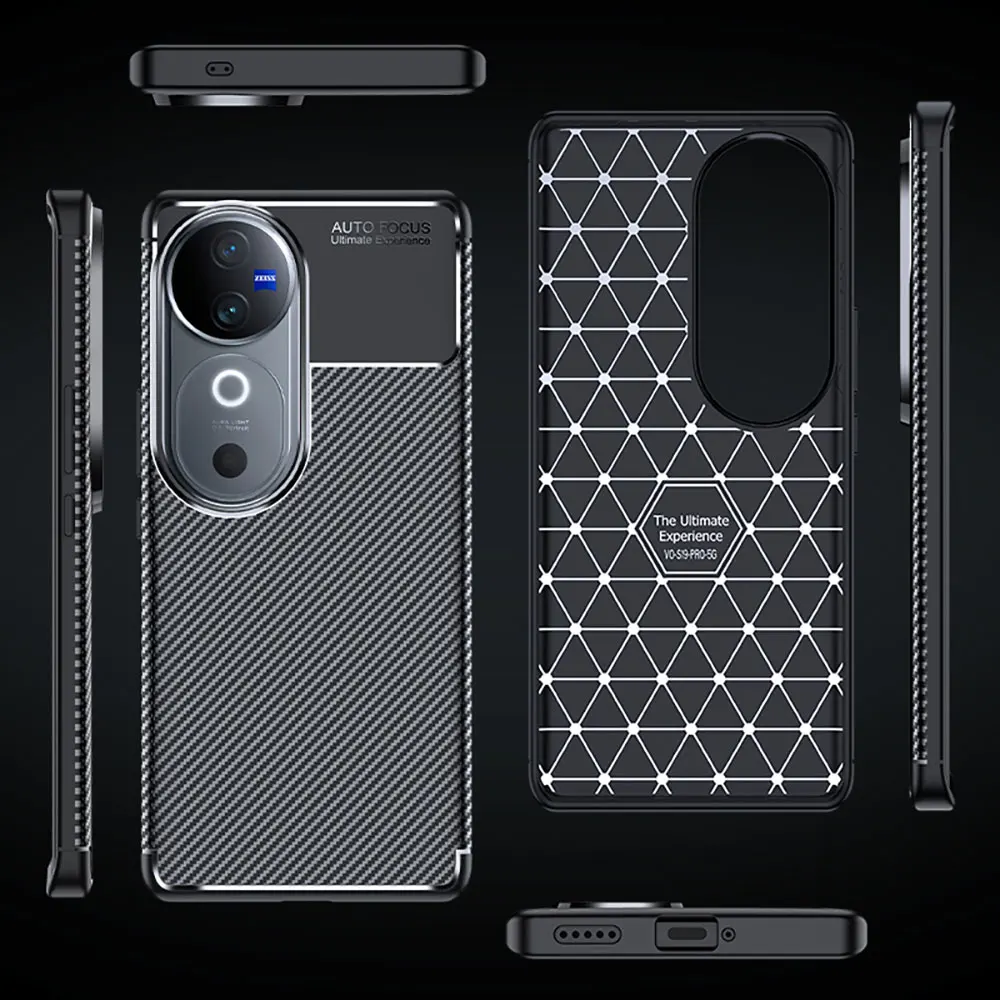 Laudtec Sjk857 Carbon Fiber Texture Phone Case Shockproof Cover Thin Shell Skin Friendly Anti Scratch For Vivo S19 V40 Pro