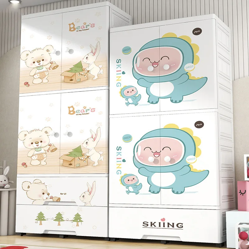 Animal Pattern Large Size Baby Drawer Storage Cabinet Wardrobe Plastic Cupboard Design