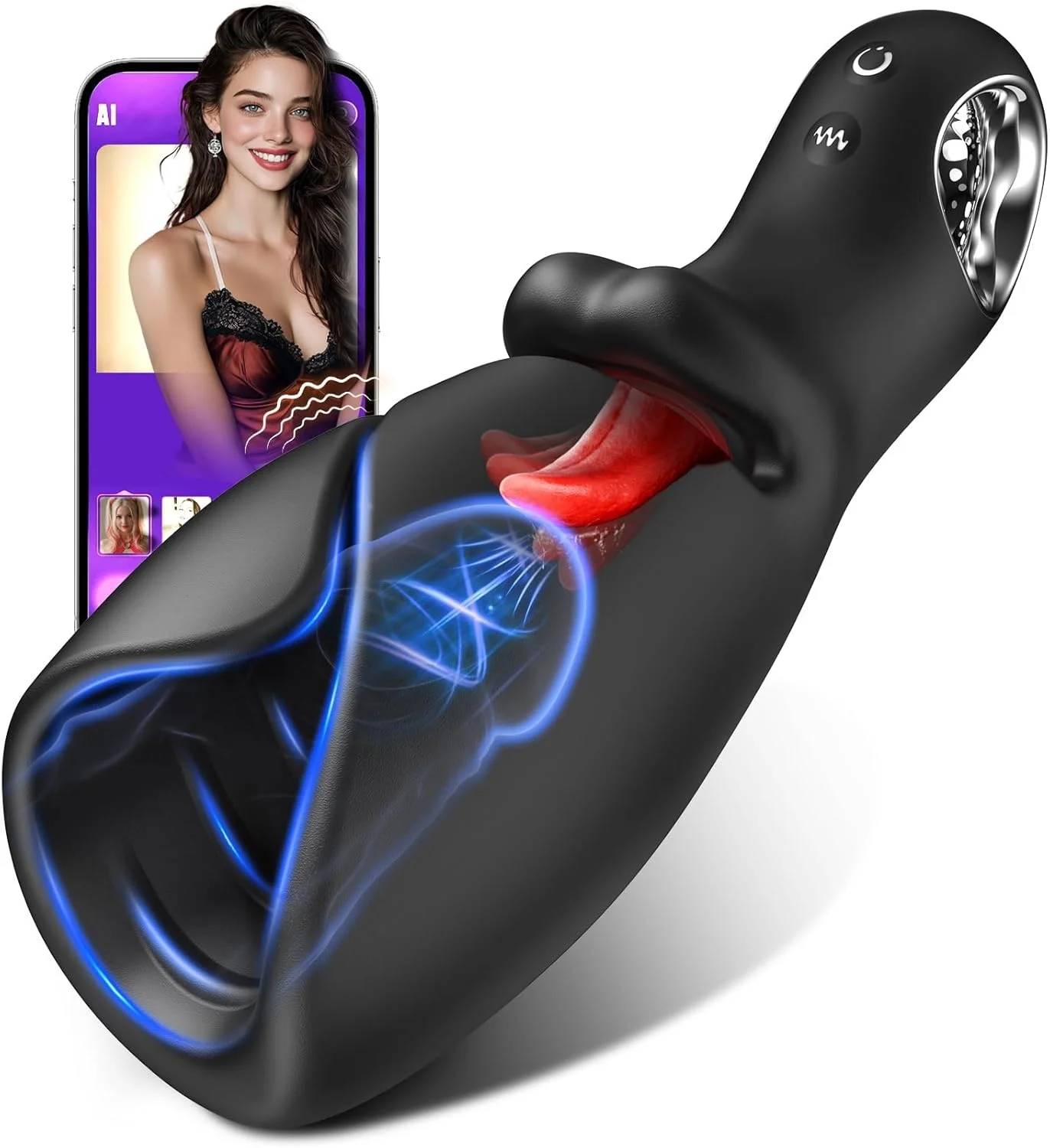 Male Masturbator AI Smart APP Control Pocket Pussy Stroker with 10 Licking  & Vibrating Modes Penis Vibrator Adult Male Sex Toys