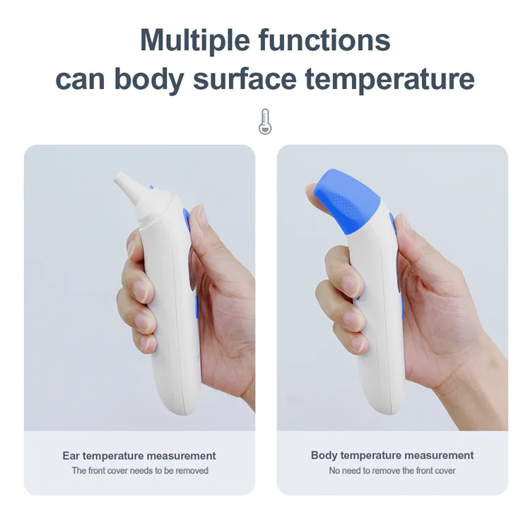 Multi Functional Medical Smart Sensor Infrared Ir Contact Fever Baby Adults Kids Forehead Ear Thermometer With Probe Cover