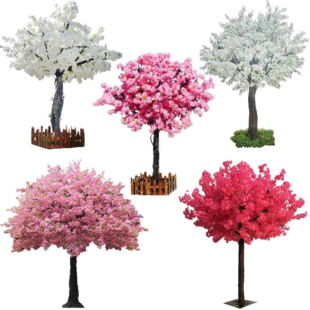 China Factory 8Ft Artificial Cherry Blossom Tree White Artificial Wedding Decor Tree Plastic Japan Sakura Artificial Flower Tree