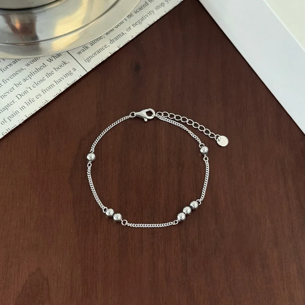 KAKODIY Minimalistic Design Fine Jewelry Rhodium Plated 18K Gold 925 Sterling Silver Chain Ring Glossy Bead Bangle and Bracelet detail 6