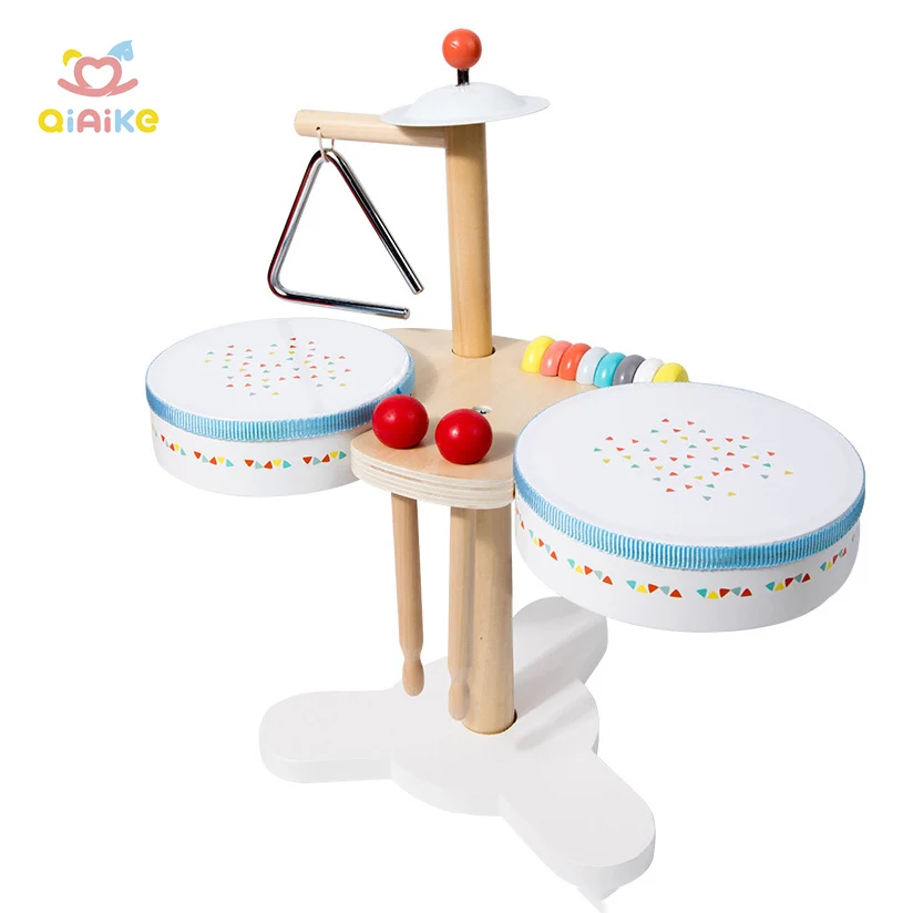 Montessori Preschool Educational Musical Instruments Toys Natural Wooden Music Kit Baby Sensory Toys Kids Drum Set