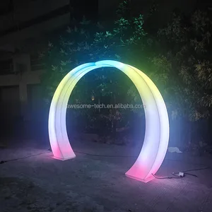 Outdoor IP65 Waterproof Plastic Rechargeable Rainbow LED Arch Light Multi-Color RGB Lighting Halloween Party Christmas