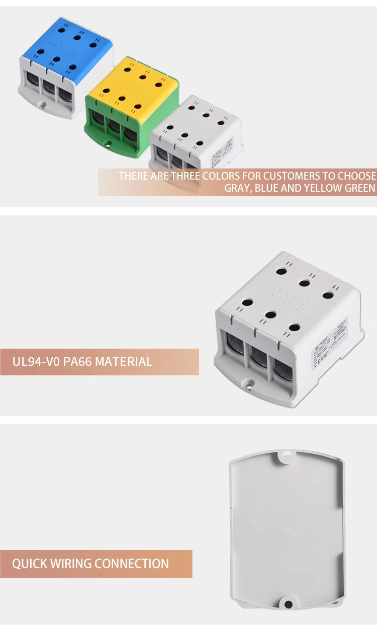 Terminal Block Connector 240mm2 3 Pole 6 Holes