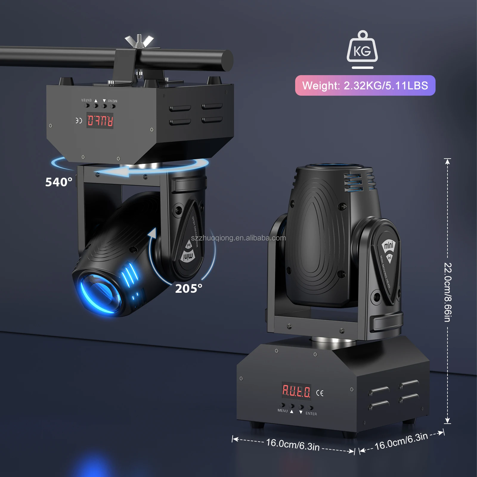 U`King Mini LED RGBW 10W Stage Light with 11/13CH DMX512 Control