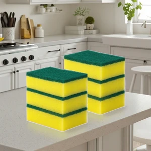 High Quality Green Kitchen PU Sponge Scouring Pad Dish Pan Pot Washing Sponge