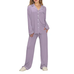 Adult Custom Pyjamas Bamboo Viscose Women's Pajamas Lounge Wear Sets Ladies Pjs Sleepwear Soft Loungewear