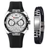 Plata y negro, reloj + pulsera (KREe6002+LT0501)