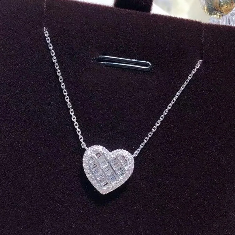 Exquisite Heart Pendant Necklace with Cubic Zirconia