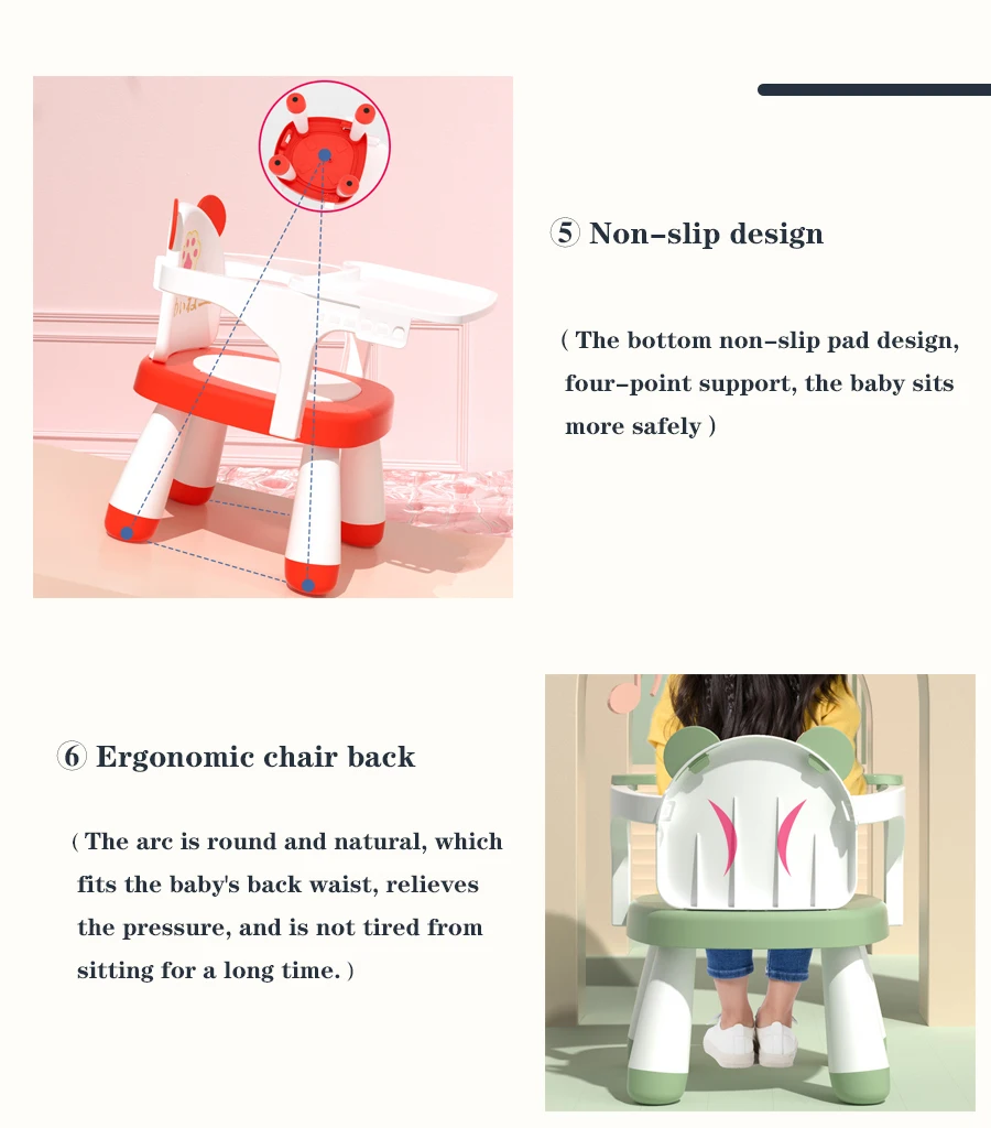 Portable Durable Daycare Babies Toddlers Plastic Kids Whistle Chair