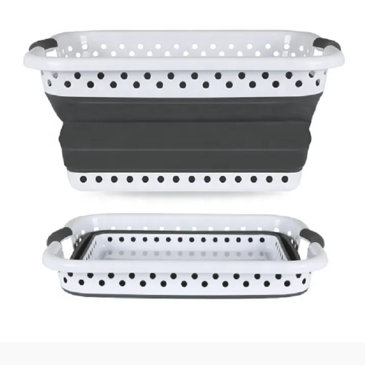 Plastic Folding Collapsible Foldable Storage Clothes Bathroom Washing Basket Large Bin Laundry Hamper