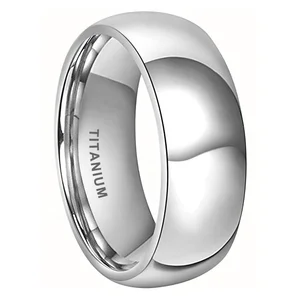 Coolstyle Jewelry Domed Polished Shiny 8mm Wholesale Titanium Ring for Men Women Fashion Engagement Wedding Band