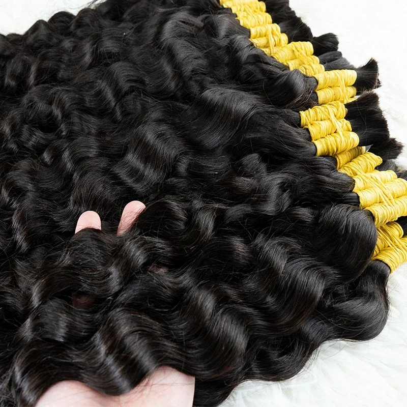 100% Human Hair Bulk Extension Virgin Deep Wave Curly 10a Hair Bulk Weaving For Braiding_voghion.com