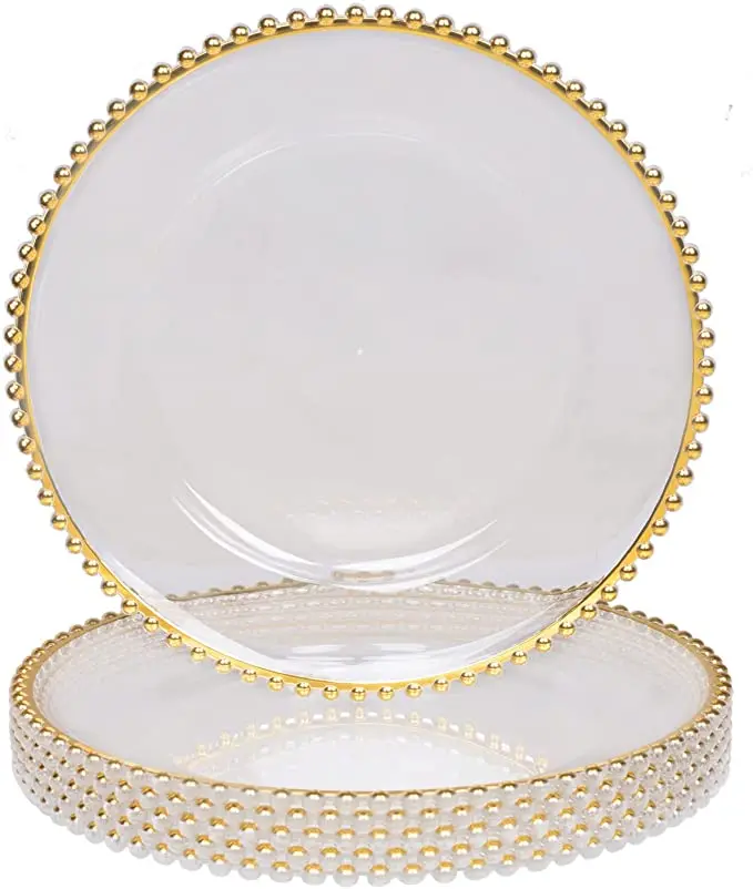 Rim Table Decor Dinner Round Charger Plates Plate Dish Carton Box Navy Gold Sky Glass Europe Customized Size for Party Wedding