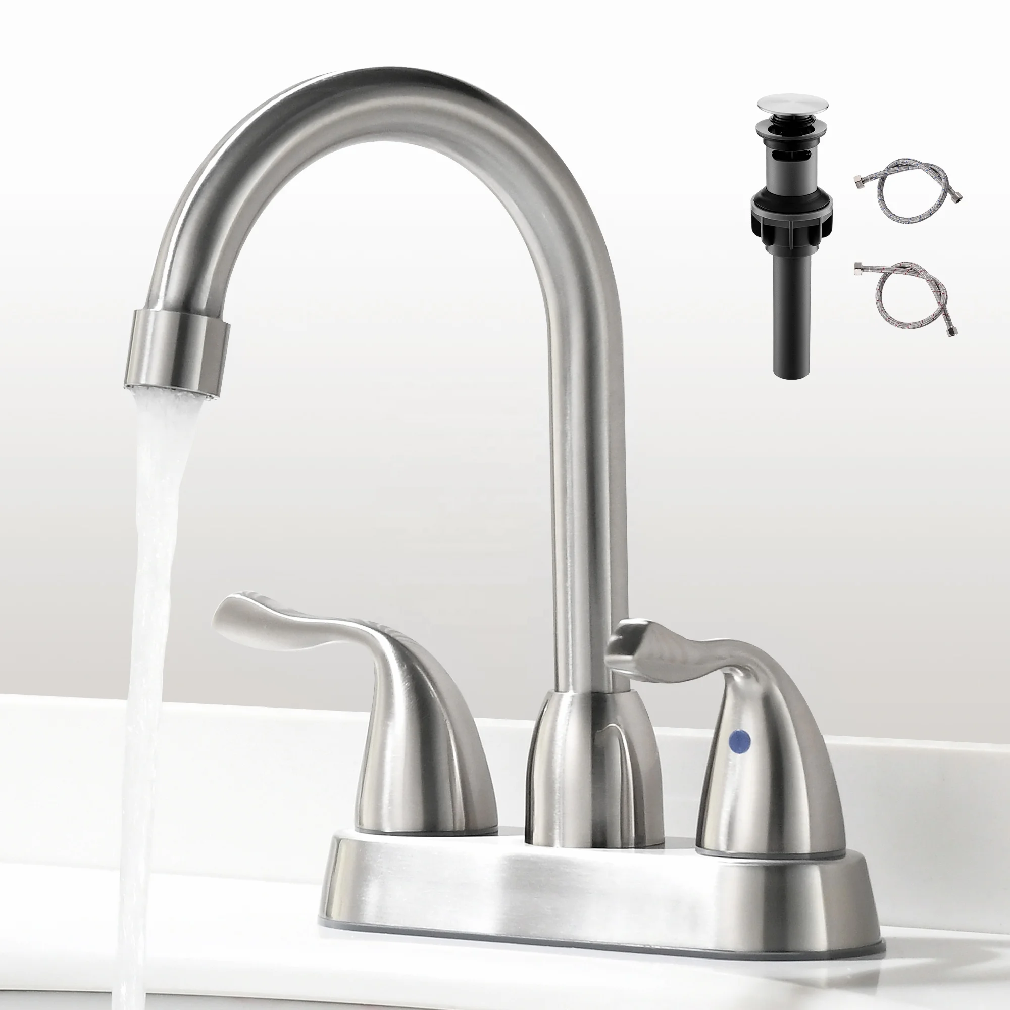 OEM ODM for Dual Handle Modern 304 Stainless Steel Matte Black Ceramic Valve Core Centerset Deck Mounted Basin Faucet