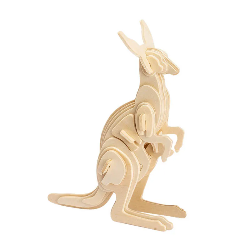Robotime DIY Assembly Wood Kangaroo Kit JP224 Educational Toys 3D Wooden Puzzles for Kids