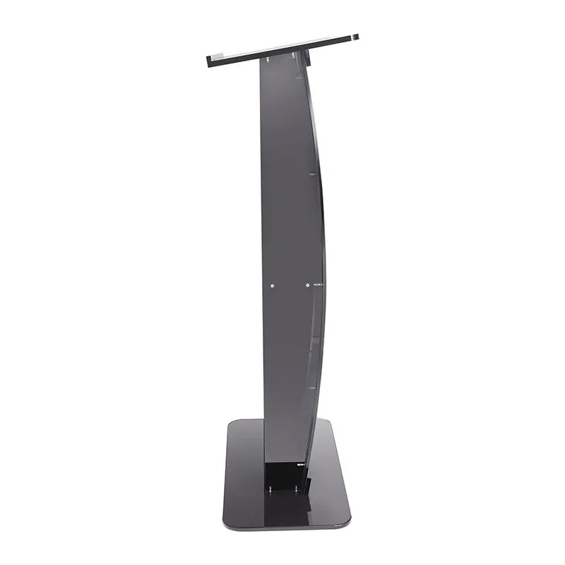 Factory Custom 47" Clear Acrylic Podium Stand Wide Reading Surface Black Storage Shelf Church Office Commercial Furniture
