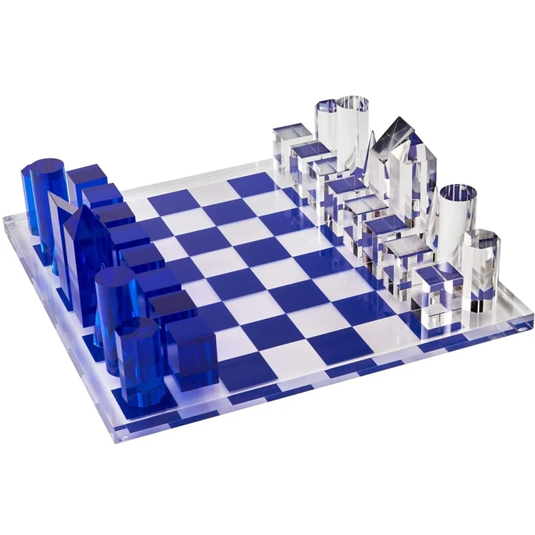 High Quality Custom Chess Board Games Checkers Building Blocks Luxury Backgammon Acrylic Chess Set
