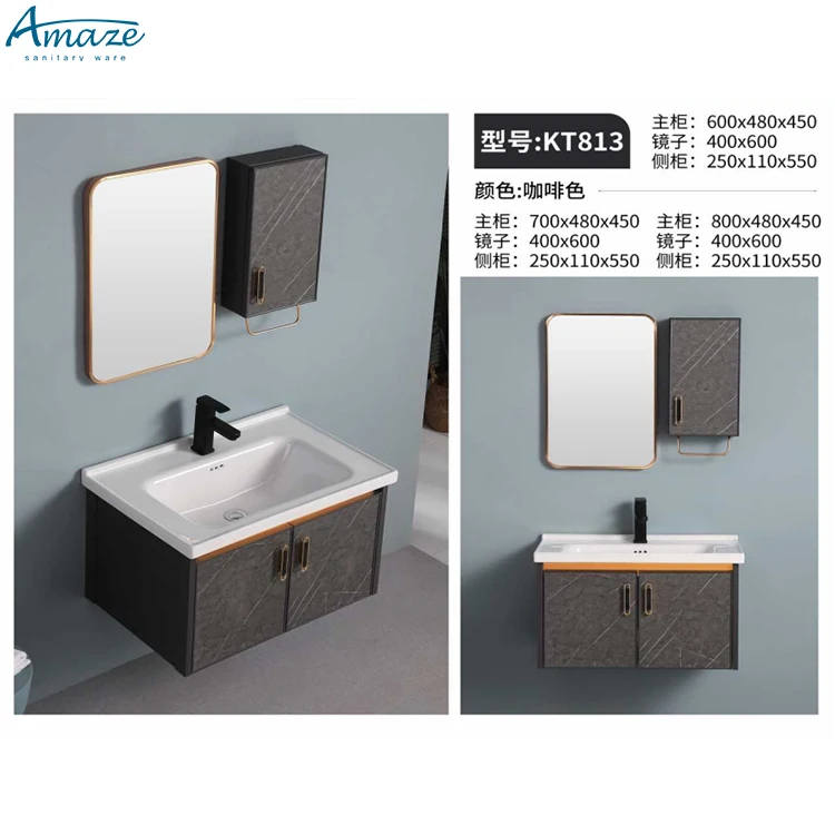 Factory wholesale hotel sales hot modern bathroom vanity sink wall mounted bathroom mirror cabinet set manufacture