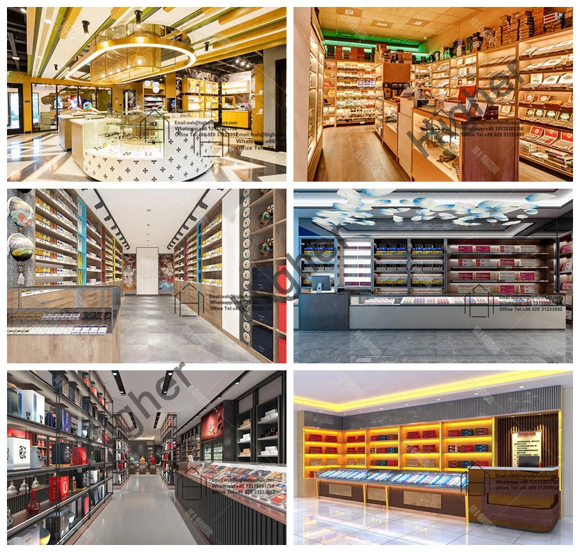 Custom Design Cigar Smoke Wine Store Showcase - LED Light