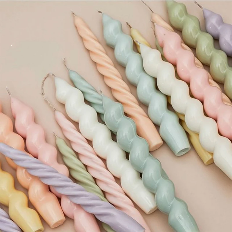 Spiral Taper Candles Handmade Twisted Long Candle Colored Unscented