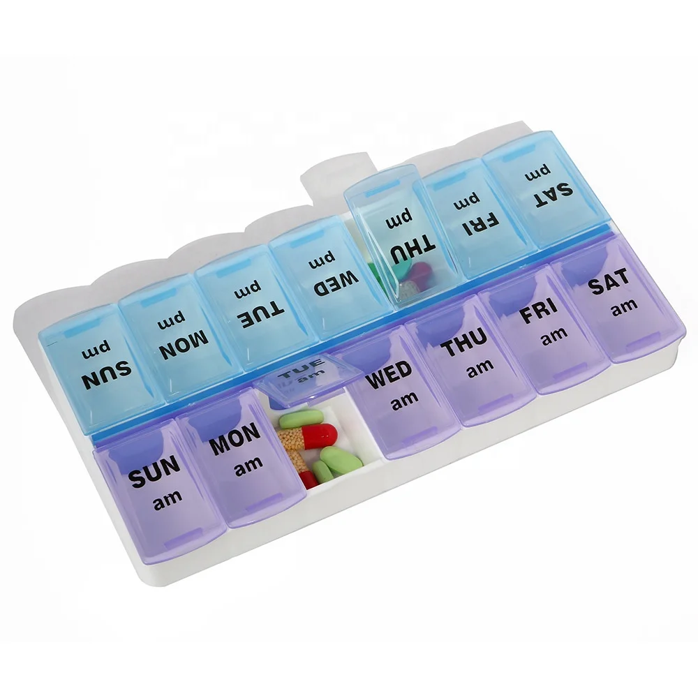 14 compartments portable sealed small pill box 7 days a week portable mini pill medicine box