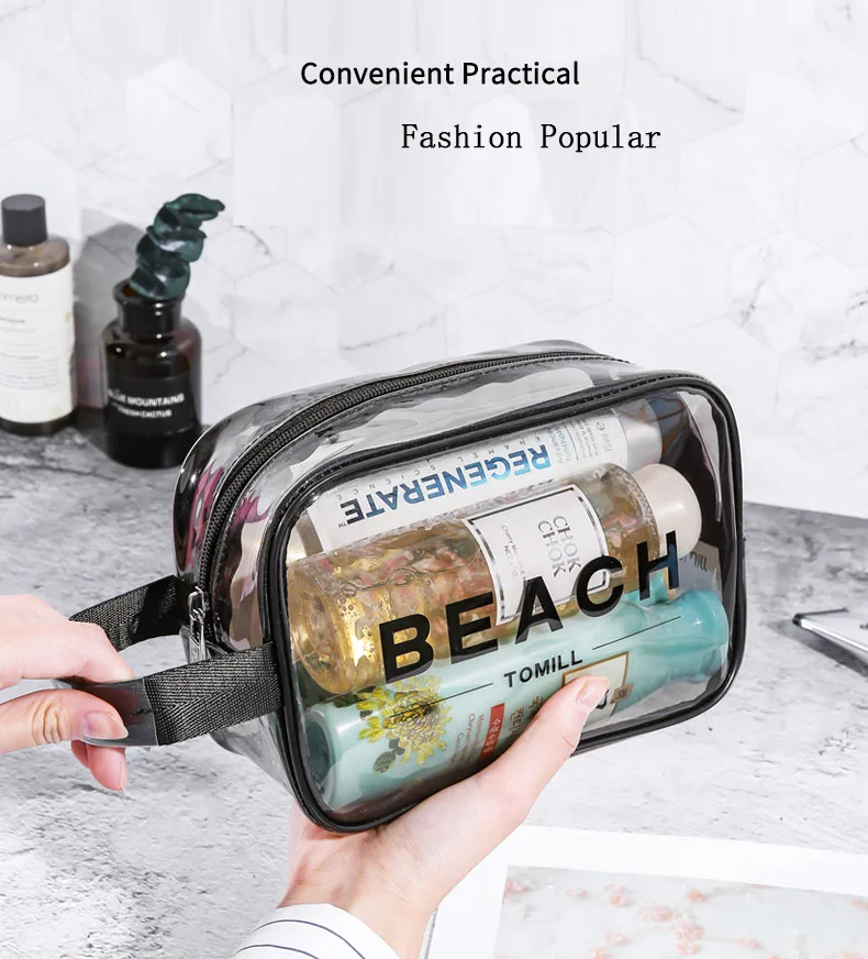 Customized Promotional Strong Durable PVC Clear Transparent Makeup Bag for Packing Cosmetic