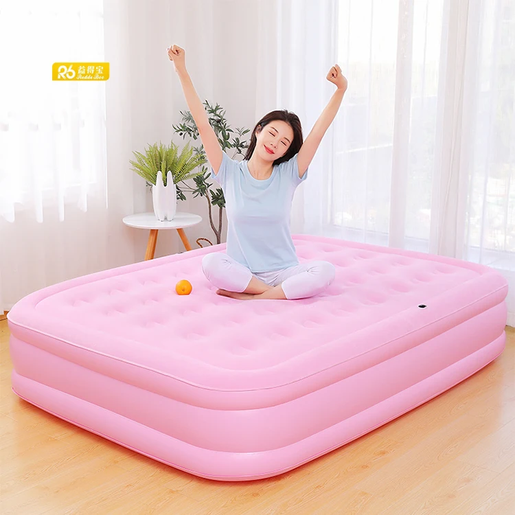 Redde Boo Modern Design Inflatable Air Mattress Pink Flocking Bedroom Bed for Babies Fabric Home Furniture