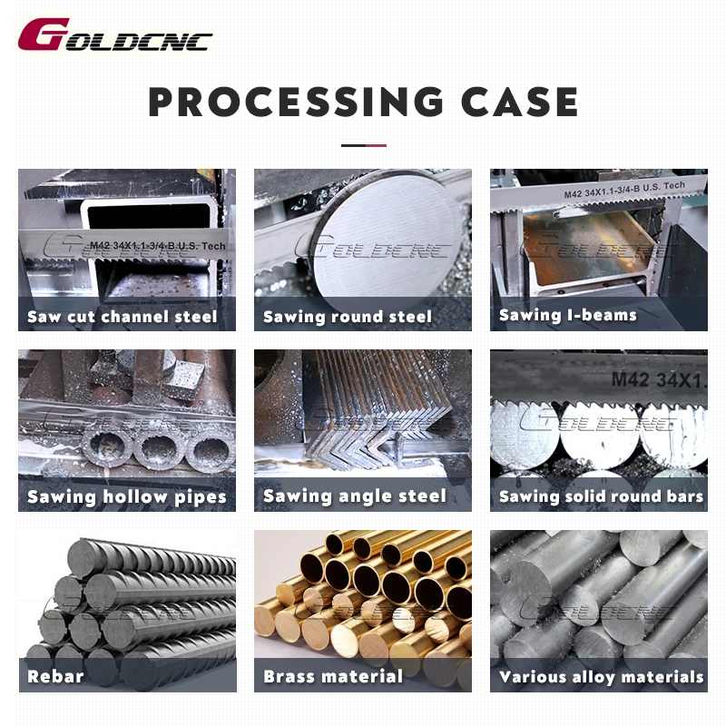 GOLDCNC High Efficiency GB4260 Steel Rod Cutting Band Saw Machine Metal Band Saw Band Saw Machine
