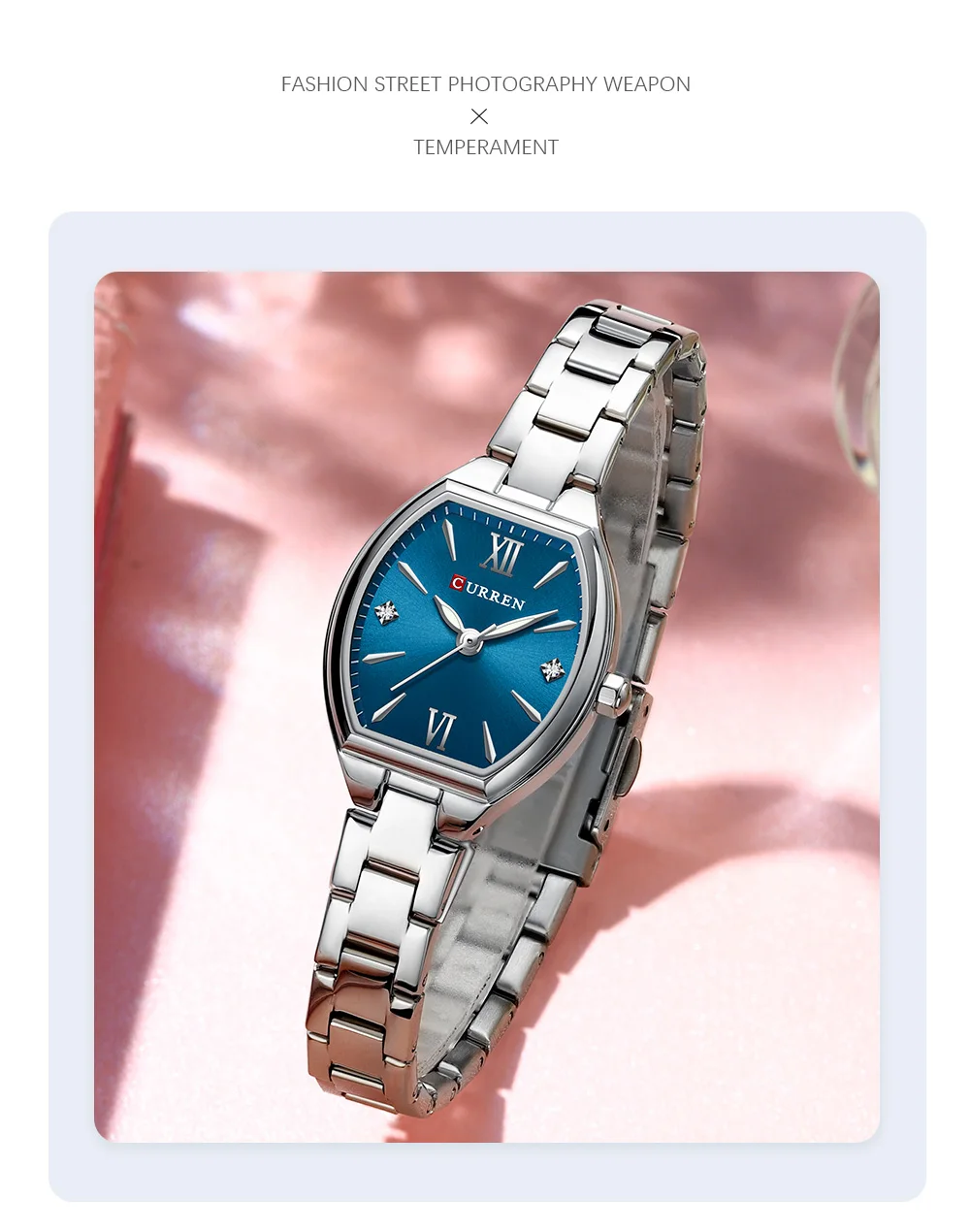 CURREN 9112 Women's Watches Luxury Tonneau Original Top Brand Quartz Watch Waterproof Luminous Hands Femme Wristwatch for Ladies