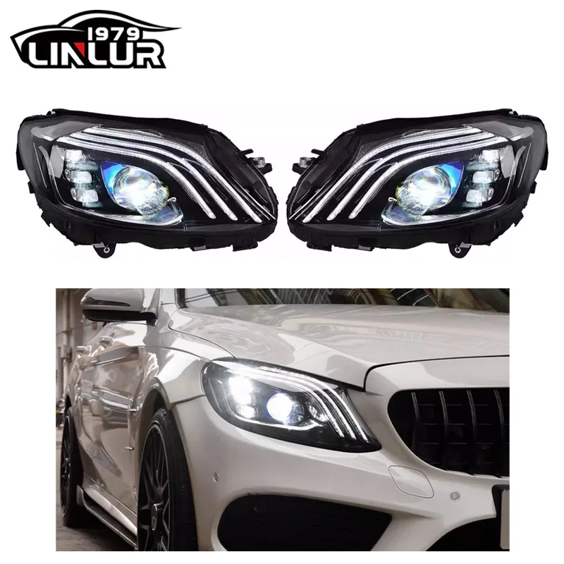 Mercedes Benz C Class W205 C300 Headlamps Upgrade To New Style LED Headlights 2015-2021