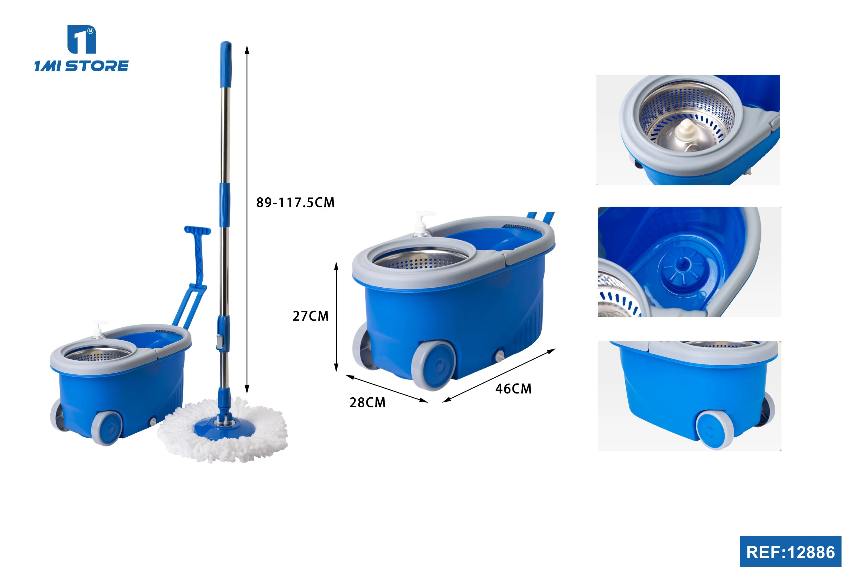 Бытовая портативная швабра с вращением на 360 градусов и ведро