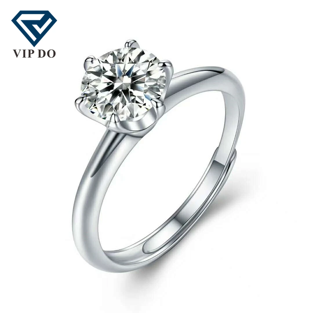 Anillo de plata de ley S925 para mujer, joyería redonda brillante